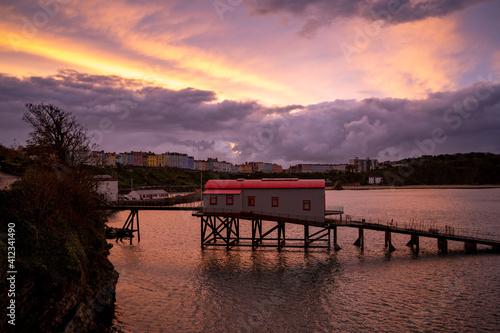 sunset over tenby