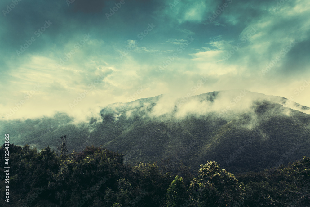 Vapor after rain over the mountain Vapor after rain over the mountain