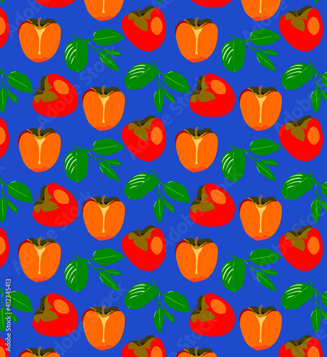 Pattern with persimmon and leaves