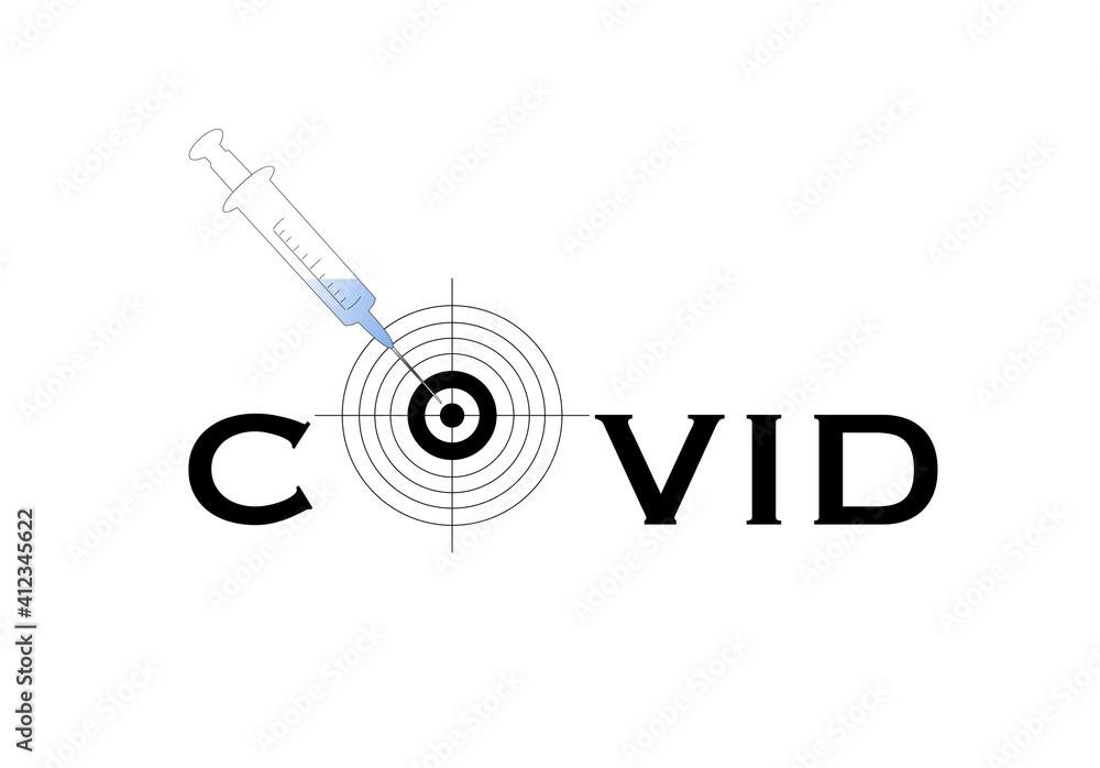 Eine Spritze in einer Zielscheibe als Konzept einer Impfung gegen Corona-Virus.