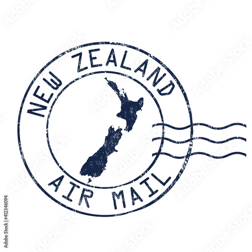 New Zealand air mail grunge rubber stamp