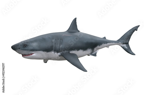 Great White Shark. 3D render isolated on white.