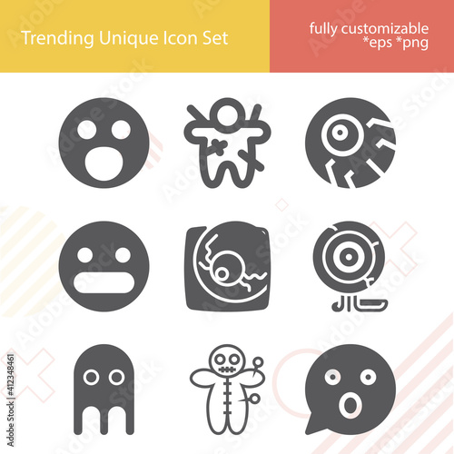 Simple set of startled related filled icons.