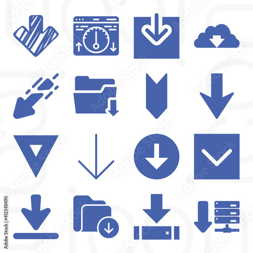 16 pack of butt shaft  filled web icons set