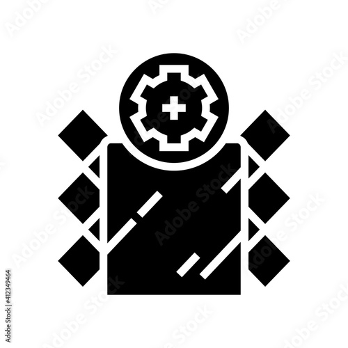 installation mirror in bathroom tile glyph icon vector. installation mirror in bathroom tile sign. isolated contour symbol black illustration