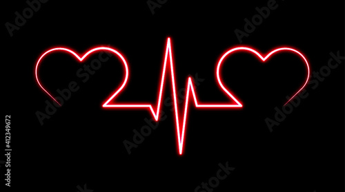 neon heartbeat ling make a heart valentines day illustration clipart