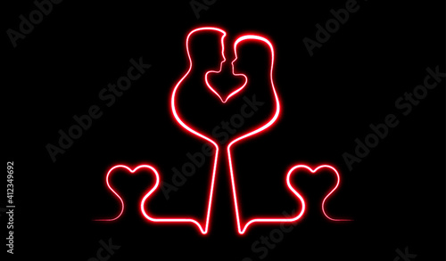 neon lover couple valentine day illustration