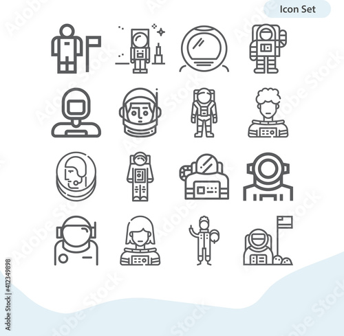 Simple set of astronaut related lineal icons.