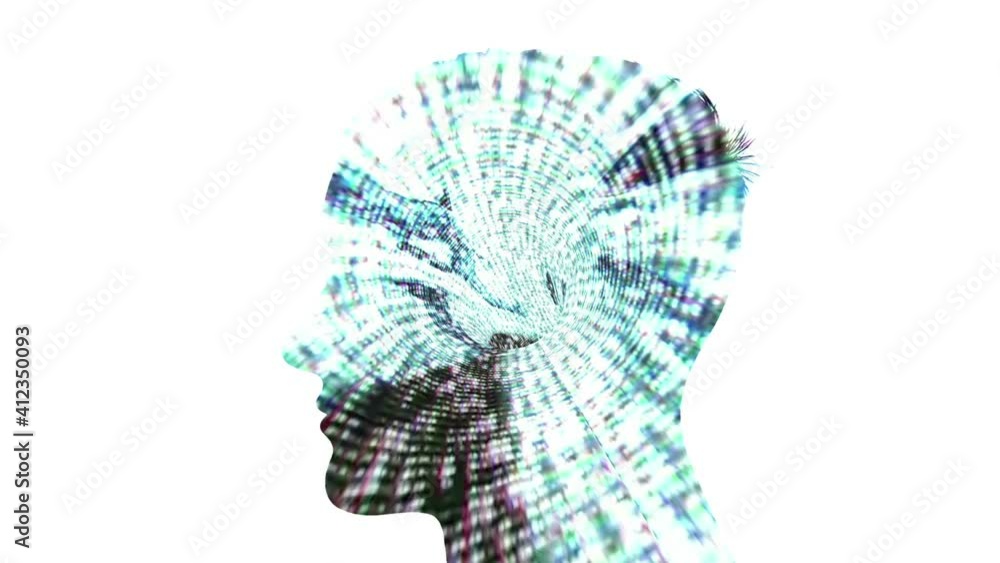 Silhouette of man pixels tunnel concept Silhouette of man pixels tunnel concept