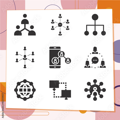 Simple set of 9 icons related to socialization