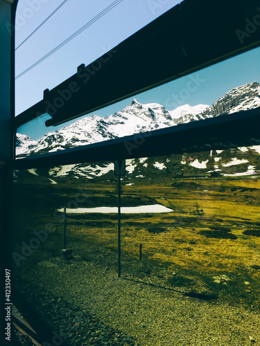 Swiss Alps Seen Through Train Window photo