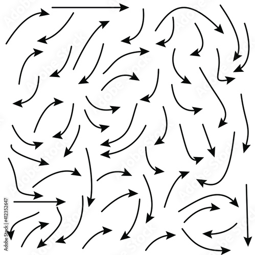 Set of rough hand drawn, handmade elements arrows, waypoints isolated on white background EPS Vector
