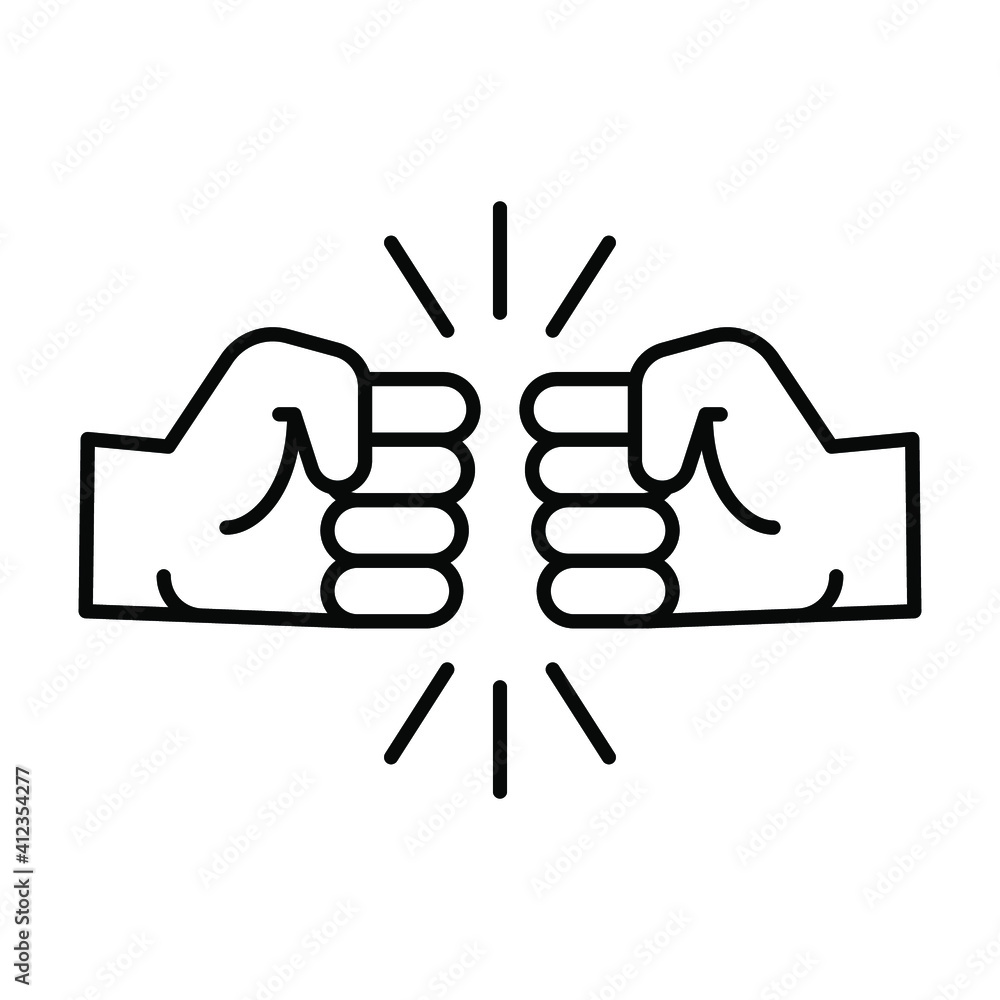 Obraz premium Fist bump line icon. Bro fist bump or power five pound outline style for apps and websites. Hand brother respect, impact, and handshake. Vector illustration on white background. EPS 10