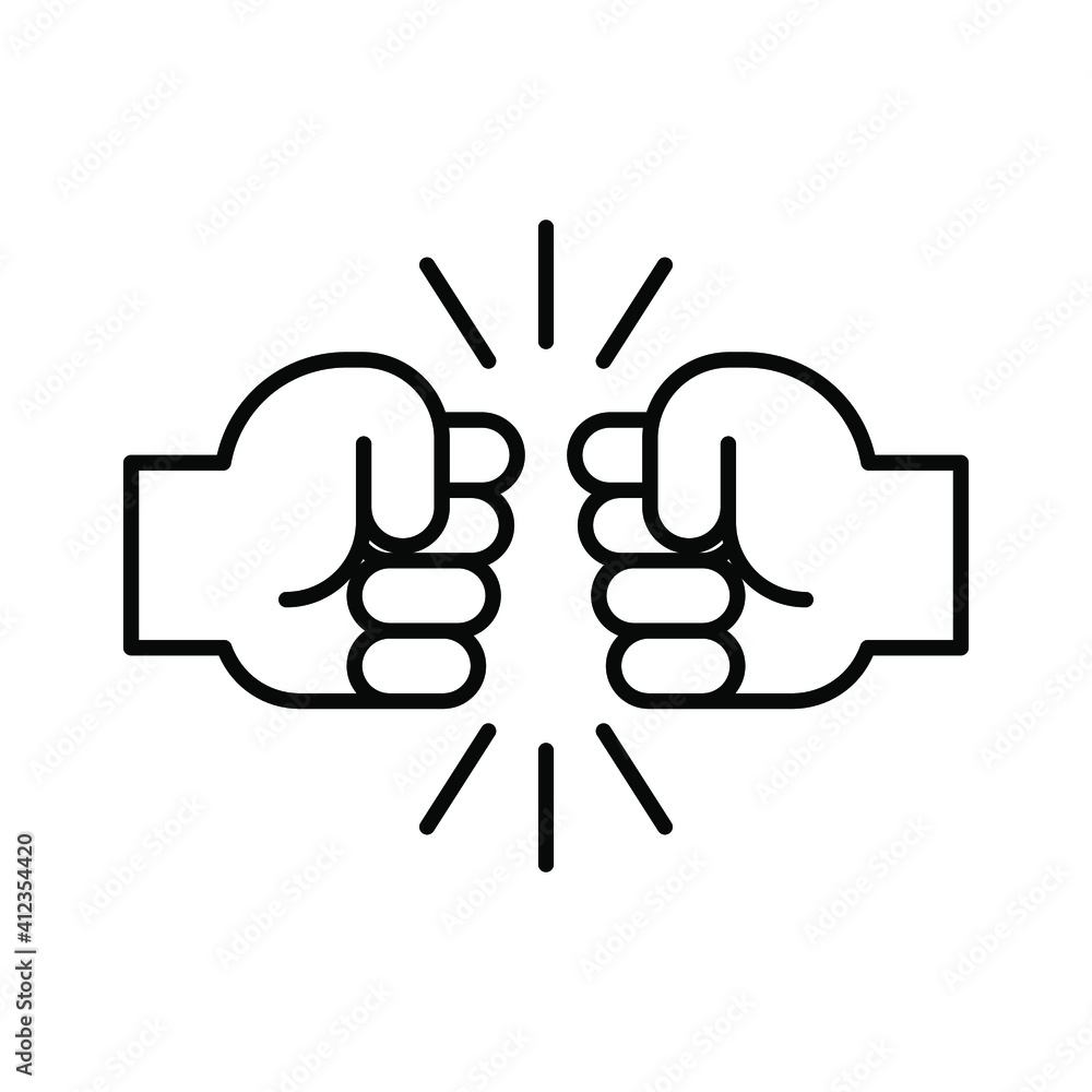 Fist bump line icon. Bro fist bump or power five pound outline style for apps and websites. Hand brother respect, impact, and handshake. Vector illustration on white background. EPS 10 Fist bump line icon. Bro fist bump or power five pound outline style for apps and websites. Hand brother respect, impact, and handshake. Vector illustration on white background. EPS 10