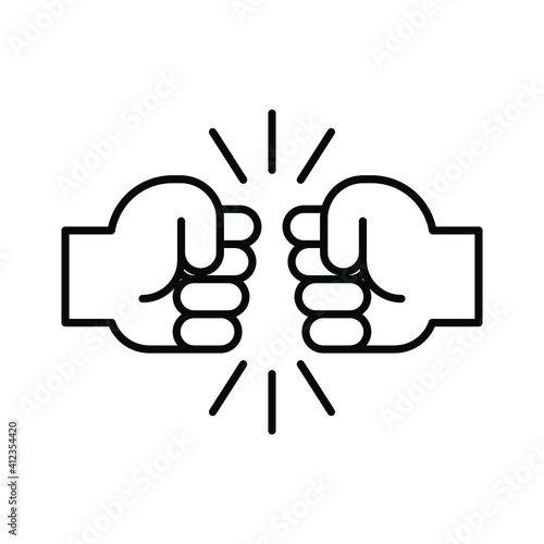 Fist bump line icon. Bro fist bump or power five pound outline style for apps and websites. Hand brother respect, impact, and handshake. Vector illustration on white background. EPS 10