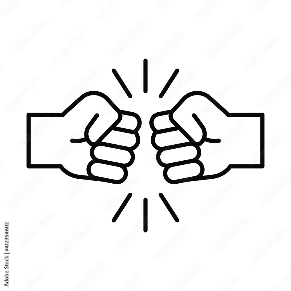 Fist bump line icon. Bro fist bump or power five pound outline style for apps and websites. Hand brother respect, impact, and handshake. Vector illustration on white background. EPS 10 Fist bump line icon. Bro fist bump or power five pound outline style for apps and websites. Hand brother respect, impact, and handshake. Vector illustration on white background. EPS 10