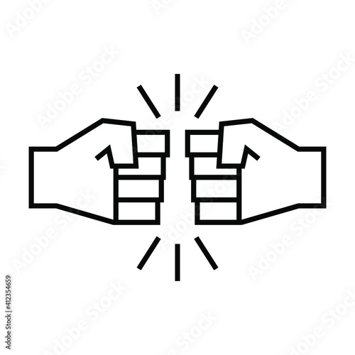 Fist bump line icon. Bro fist bump or power five pound outline style for apps and websites. Hand brother respect, impact, and handshake. Vector illustration on white background. EPS 10