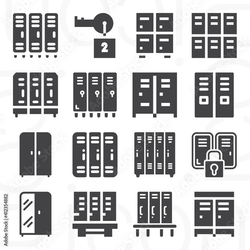 16 pack of locker  filled web icons set