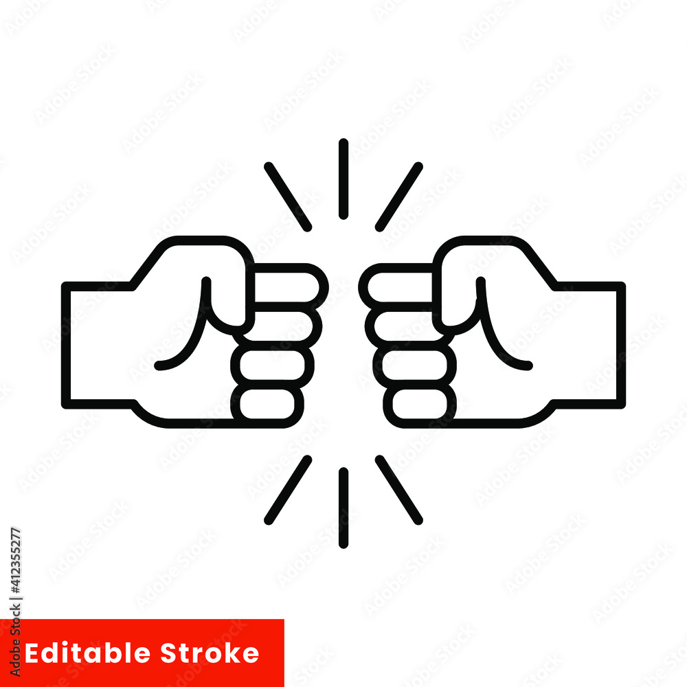 Fist bump line icon. Bro fist bump or power five pound outline style for apps and websites. Hand brother respect, impact, and handshake. Vector illustration on white background. Editable stroke EPS 10 Fist bump line icon. Bro fist bump or power five pound outline style for apps and websites. Hand brother respect, impact, and handshake. Vector illustration on white background. Editable stroke EPS 10
