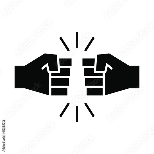 Fist bump glyph icon. Bro fist bump or power five pound solid style for apps and websites. Hand brother respect, impact, and handshake. Vector illustration on white background. EPS 10