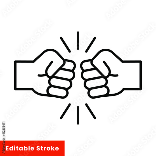 Fist bump line icon. Bro fist bump or power five pound outline style for apps and websites. Hand brother respect, impact, and handshake. Vector illustration on white background. Editable stroke EPS 10