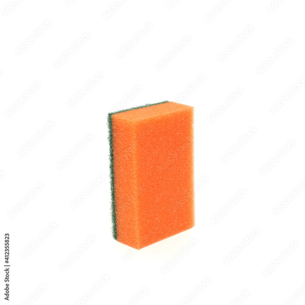 Orange sponge for washing dishes isolated on white background Orange sponge for washing dishes isolated on white background