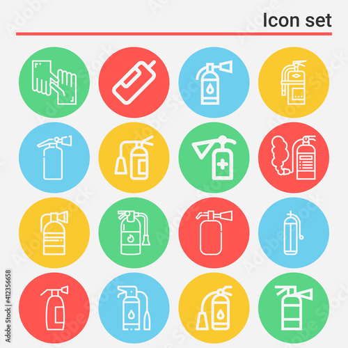 16 pack of fastened  lineal web icons set