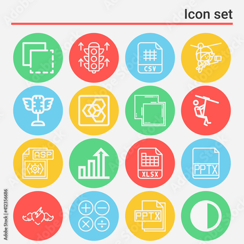 16 pack of addition  lineal web icons set