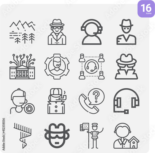 Simple set of federal related lineal icons.
