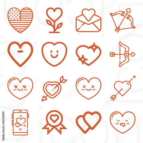 16 pack of bosom  lineal web icons set
