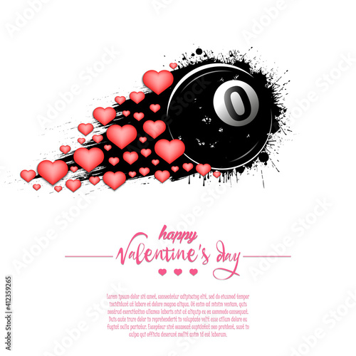 Happy Valentines Day and billiard ball