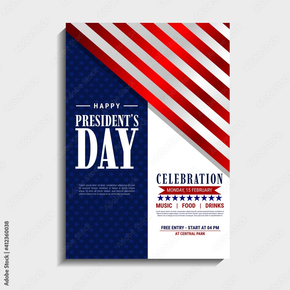 US Presidents Day template design. It is suitable for posters, banners, flyers, invitations, advertising. Vector illustration
