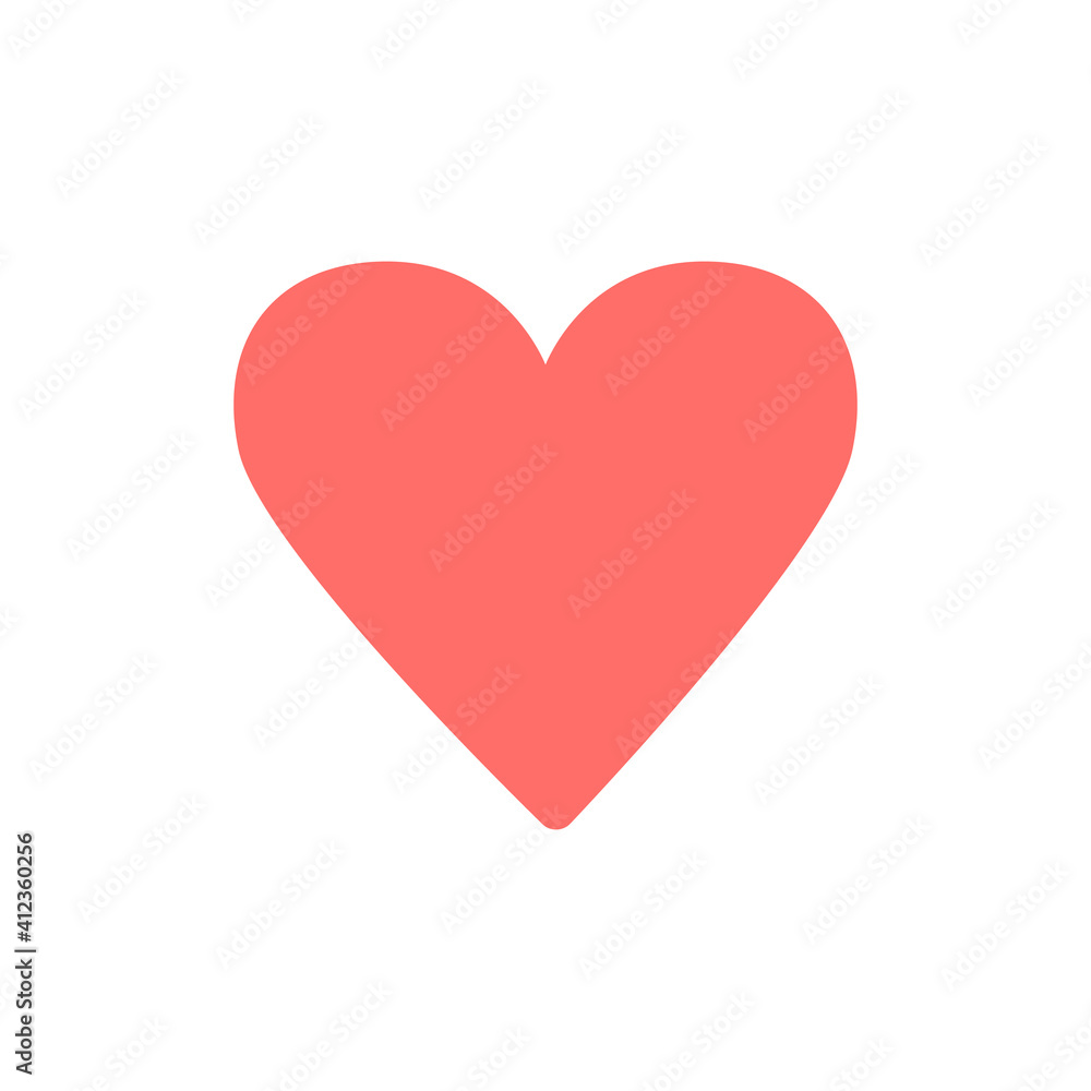Red Heart,  Symbol of Love. Can be used for St Valentine's Day, Romantic design and decoration. Love and Valentines day concept. Designs for greeting cards, print, web.Illustration isolated on white