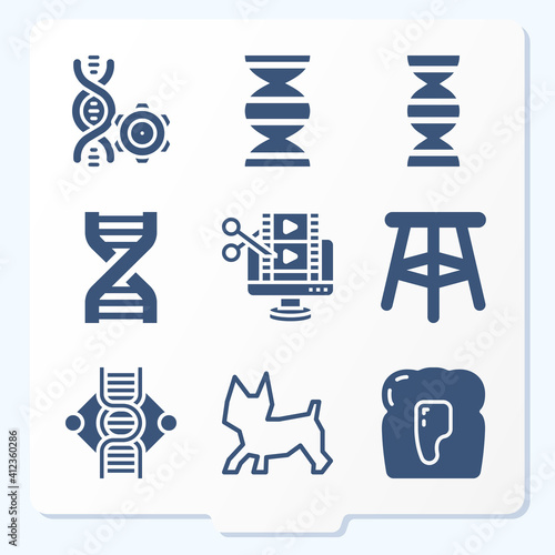 Simple set of 9 icons related to rna