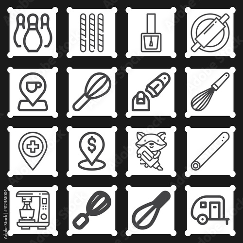 16 pack of peg  lineal web icons set