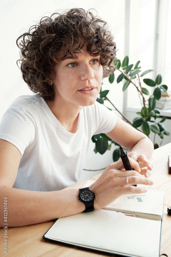 Thoughtful businesswoman at work Thoughtful businesswoman at work