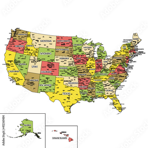 mappa dettagliata degli USA