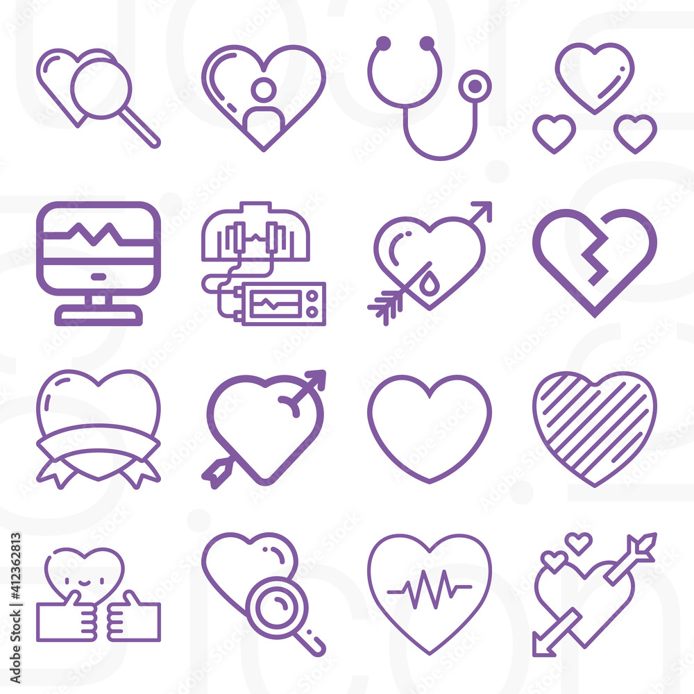 16 pack of coronary lineal web icons set 16 pack of coronary lineal web icons set
