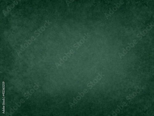 Green Blackboard Chalkboard texture.Empty blank black chalkboard.School board background with white traces of chalk.Dark clean grunge education wall.Cafe, bakery, restaurant menu template.Wallpaper. © Polina Raulina