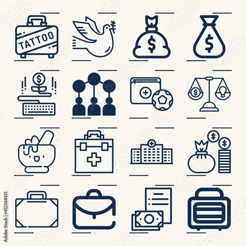 Simple set of charity related lineal icons.