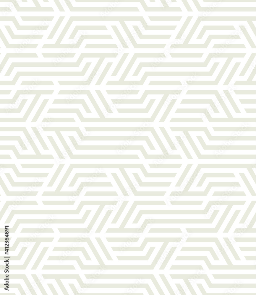 Vector seamless pattern. Modern stylish texture. Repeating geometric background. Striped hexagonal grid. Light beige tileable design. Can be used as swatch for illustrator.