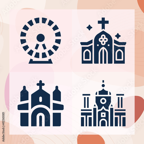 Simple set of westminster abbey related filled icons