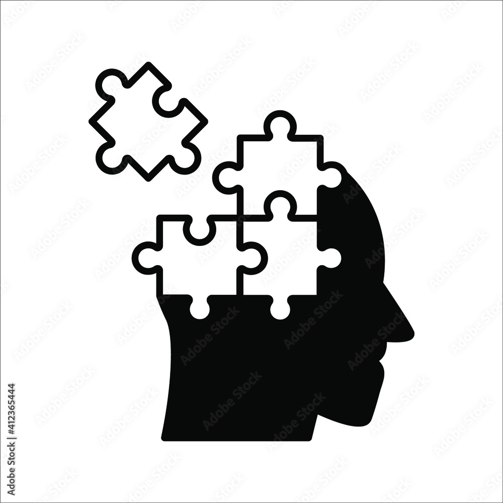 Simple Head Puzzle Mind Design For Education Industry. idea concept vector icon on white background. color editable Simple Head Puzzle Mind Design For Education Industry. idea concept vector icon on white background. color editable