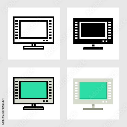 Television icon vector design in filled, thin line, outline and flat style.