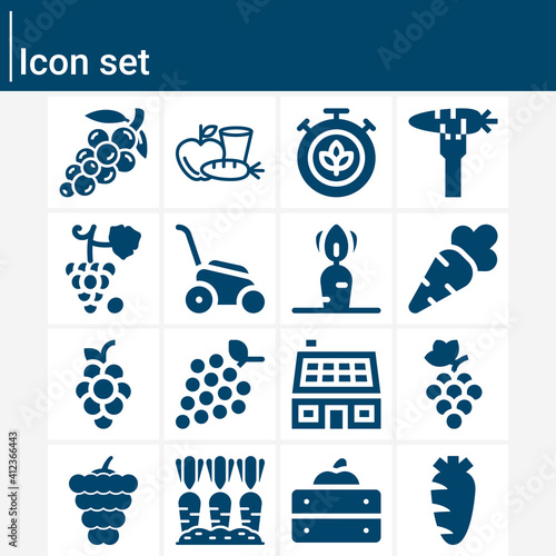 Simple set of grapes related filled icons.
