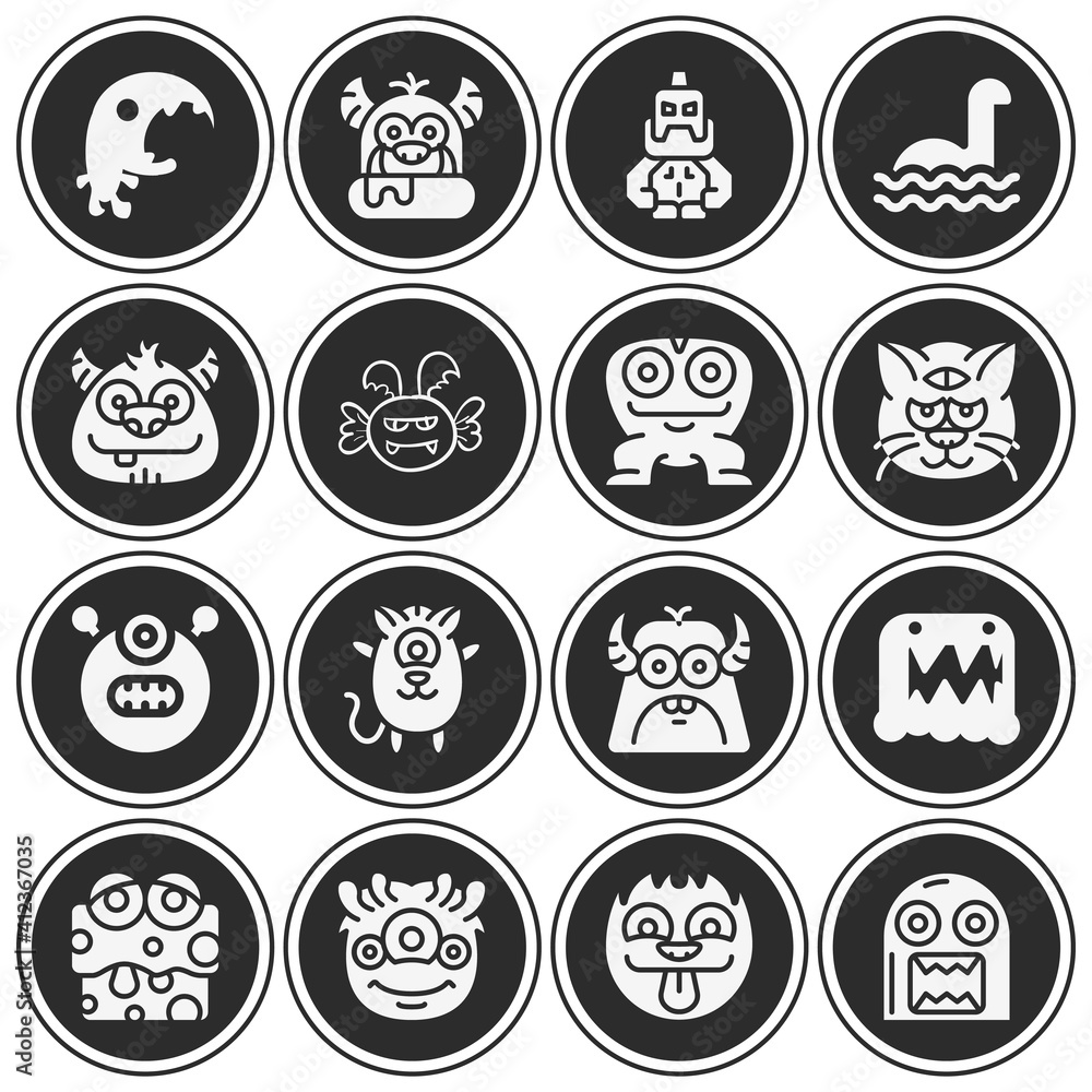 Naklejka premium 16 pack of mythical filled web icons set