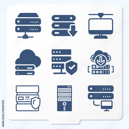 Simple set of 9 icons related to restaurant attendant