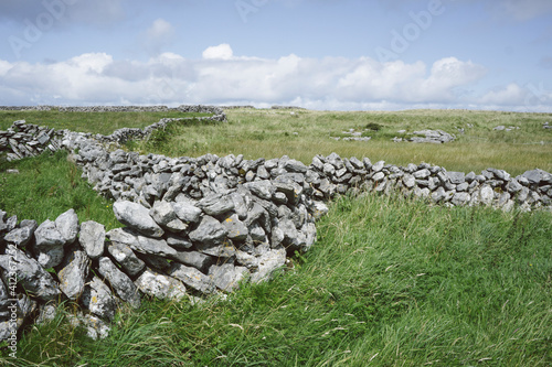 Footpaths and stone walls along the Burren Way, County Clare, Ireland