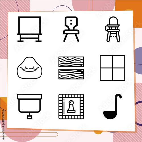 Simple set of 9 icons related to trustees