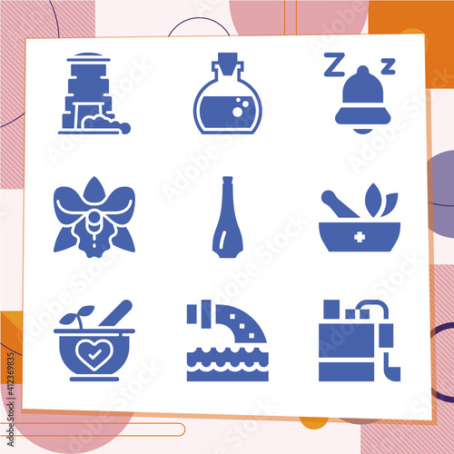 Simple set of 9 icons related to remainder